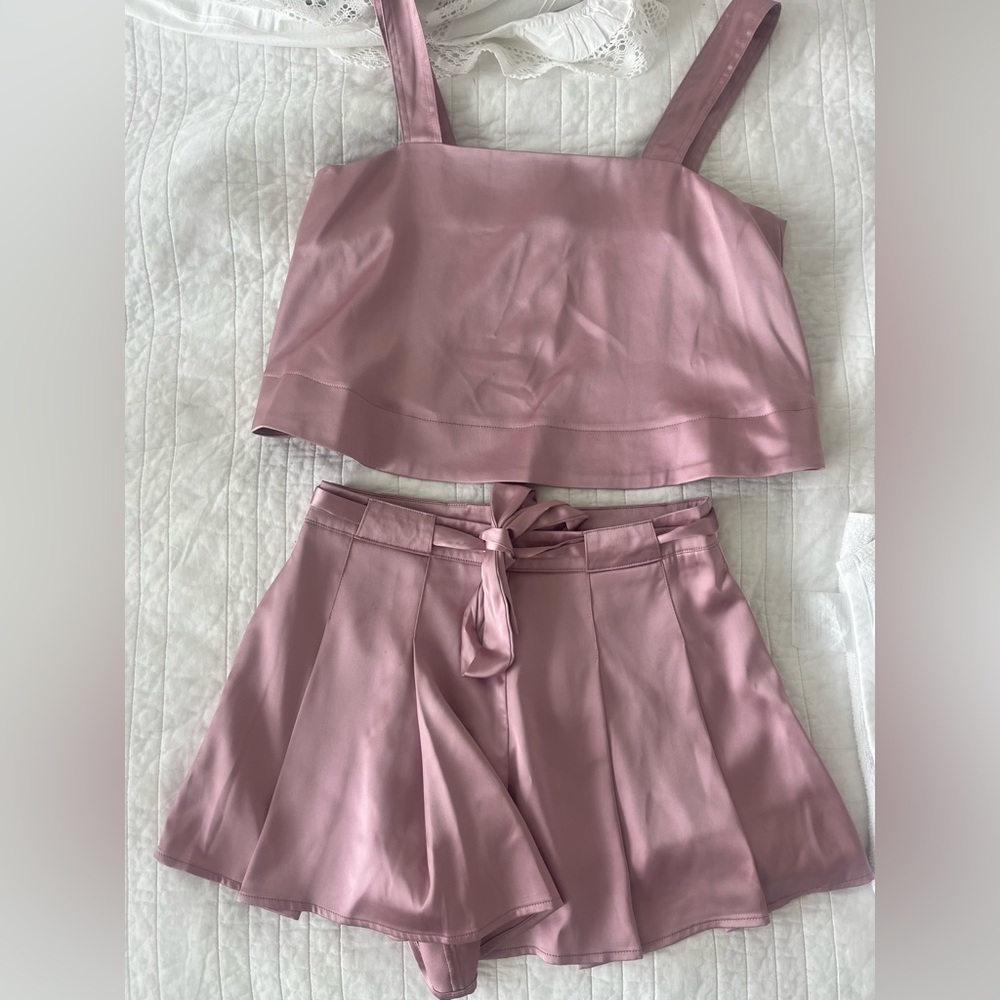 Stylish Pink Satin Skirt